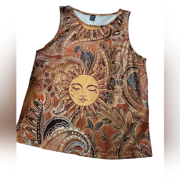SHEIN NIB Gold and Orange Celestial Tank Top MED - Picture 3 of 9